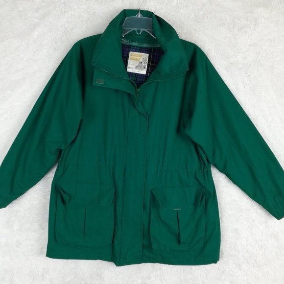 London Towne Womens Coat Green Zip Front Collared Removable Liner Long L‎ - Picture 1 of 15